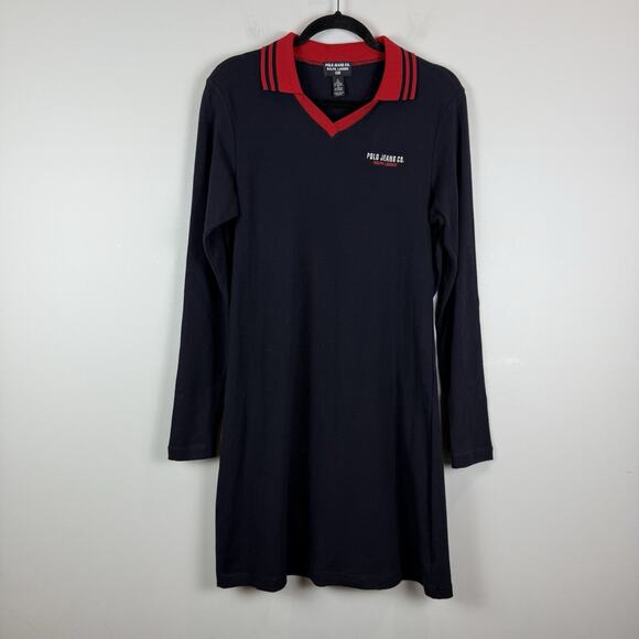 Polo Jeans Ralph Lauren Collar T-Shirt Dress XL Navy Red Varsity Tennis Preppy - Picture 1 of 6